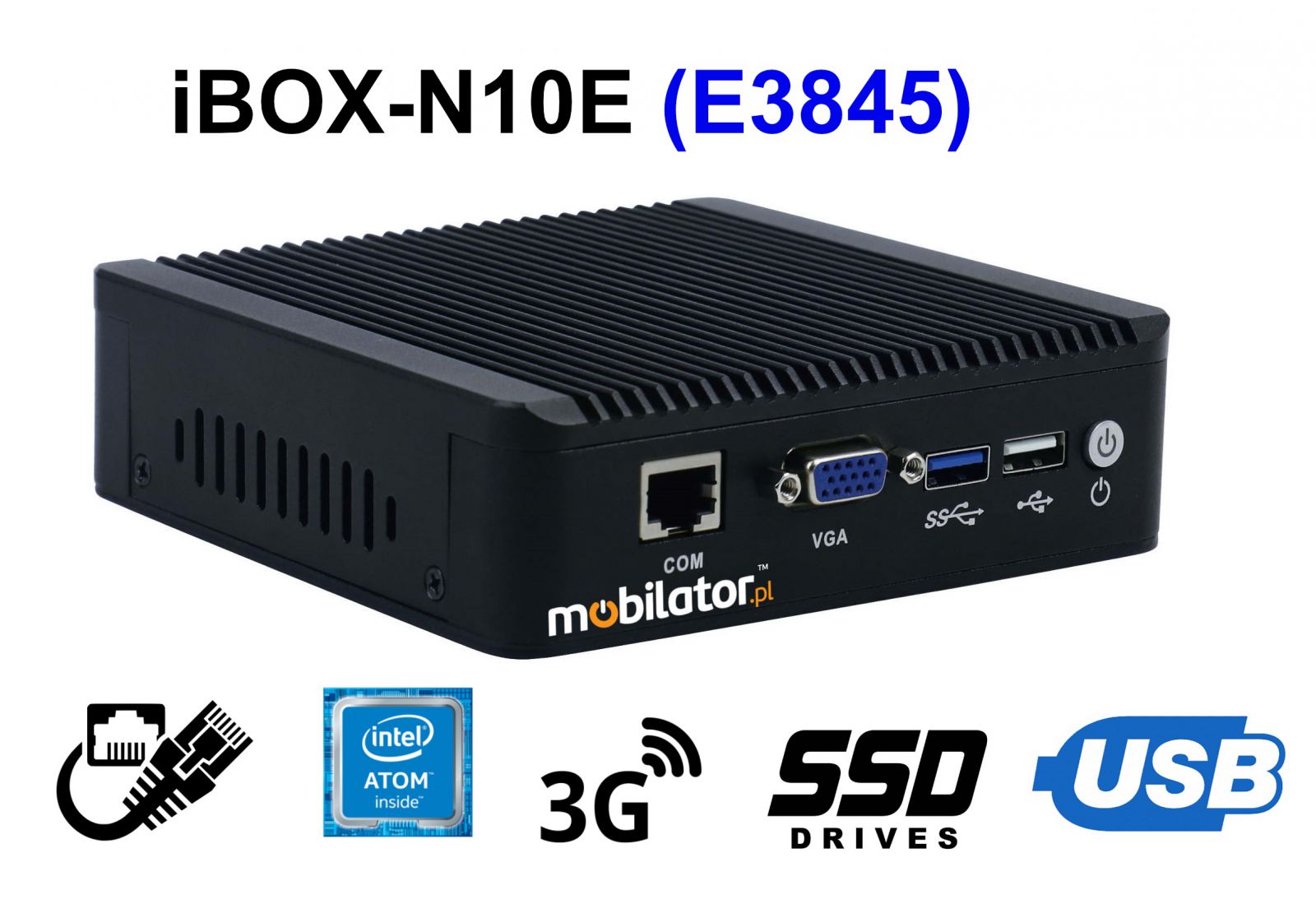 IBOX-N10E (E3845) - Tani Komputer przemysowy z portem VGA oraz 4x LAN RJ45